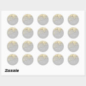 16e Baby shower Glitter 3D Grey Gold Ronde Sticker (Vel)
