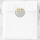 16e Baby shower Glitter 3D Grey Gold Ronde Sticker (Tas)
