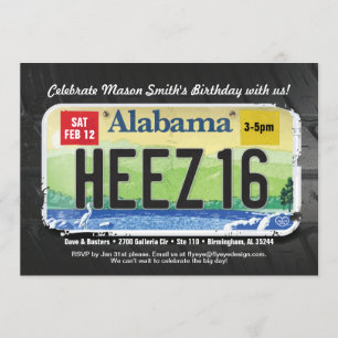 16e Bday Alabama-licentieuitnodiging Kaart