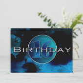 16e BIRTHDAY-INVITATIE - ABSTRACTE BLAUW Kaart (Staand voorkant)