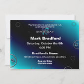 16e BIRTHDAY-INVITATIE - ABSTRACTE BLAUW Kaart (Achterkant)