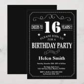 16e Birthday Invitation Chalkboard Kaart (Voorkant / Achterkant)