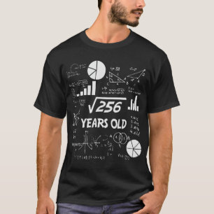 16e Birthday Square Root van 256 Wiskunde 16 jaar  T-shirt
