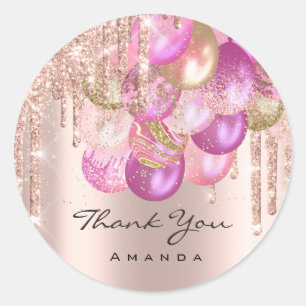 16e Bridal Roos Glitter Ballon Confett Ronde Sticker