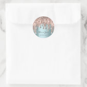 16e Bridal Wedding Roos Blue Drip Ronde Sticker (Tas)