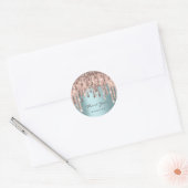 16e Bridal Wedding Roos Blue Drip Ronde Sticker (Envelop)
