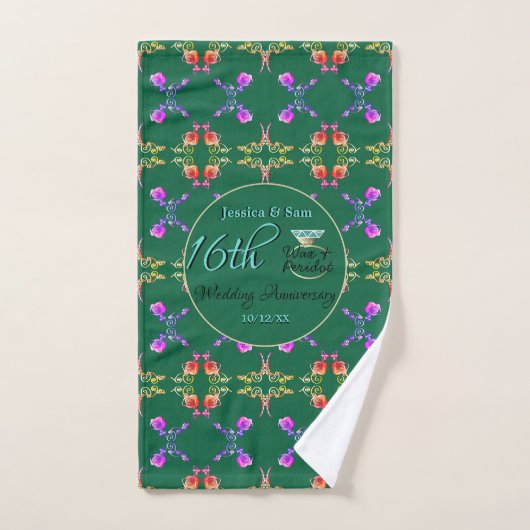 16e bruiloft Jubileum Green Peridot Tea Towel Handdoek (Handdoek)