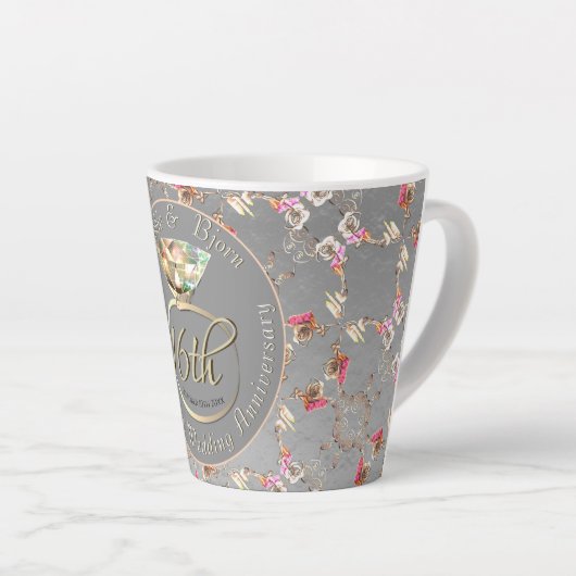 16e bruiloft Jubileum Peridot & Silver Latte M Latte Mok (Rechterhoek)