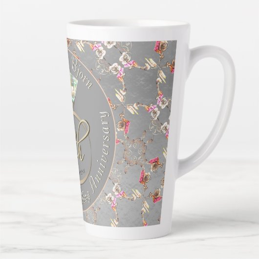 16e bruiloft Jubileum Peridot & Silver Latte M Latte Mok (Rechts)