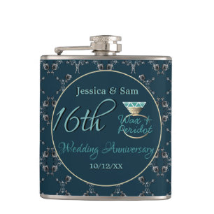 16e bruiloft Jubileum Peridot Silvery Heupfles