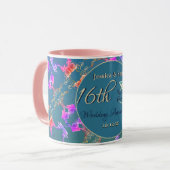 16e bruiloft Jubileum Wax, Statice & Peridot Mok (Voorkant links)