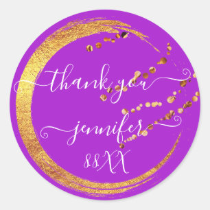 16e dank je Bridal Fuchsia Pink Gold Ronde Sticker