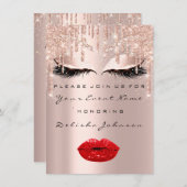 16e druppelaar Glitter Bridal Makeup Red Lips Kaart (Voorkant / Achterkant)