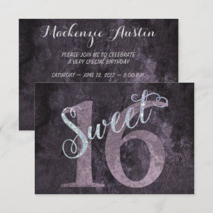16e Dusty Pink Rose Sweet 16 zilveren glitter Kaart