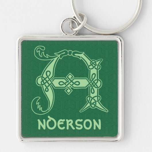 16e eeuw Celtic Knot Decorative Capital A Sleutelhanger (Voorkant)