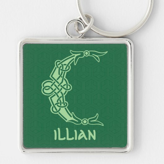 16e eeuw Celtic Knot Decorative Capital C Sleutelhanger (Voorkant)