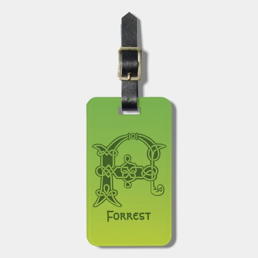 16e eeuw Celtic Knot Decorative Capital F Bagagelabel (Voorkant verticaal)