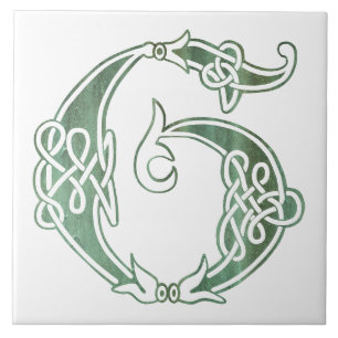 16e eeuw Celtic Knot Decorative Capital G Tegeltje