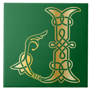 16e eeuw Celtic Knot Decorative Capital J Tegeltje