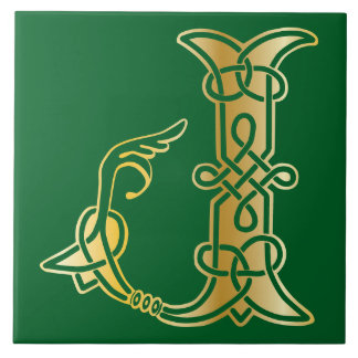 16e eeuw Celtic Knot Decorative Capital J Tegeltje