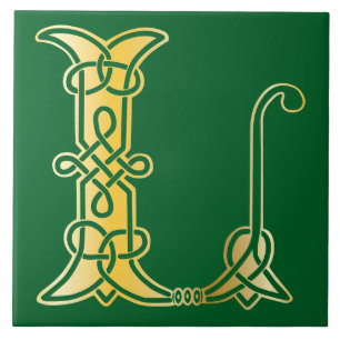 16e eeuw Celtic Knot Decorative Capital L Tegeltje