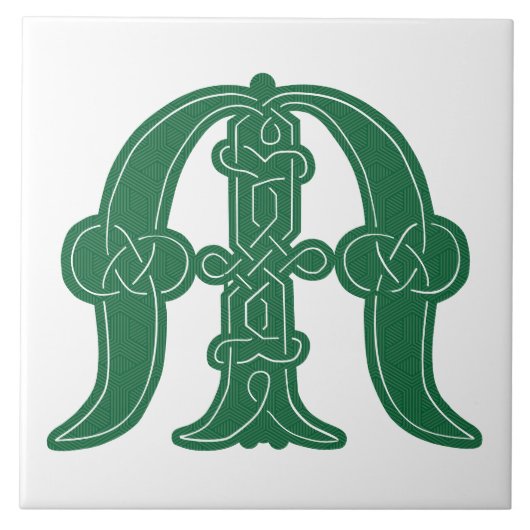 16e eeuw Celtic Knot Decorative Capital M Tegeltje (Voorkant)