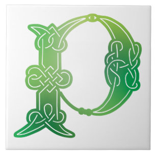 16e eeuw Celtic Knot Decorative Capital P Tegeltje