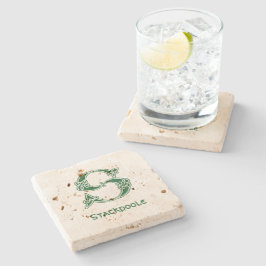 16e eeuw Celtic Knot Decorative Capital S Stenen Onderzetter