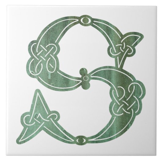 16e eeuw Celtic Knot Decorative Capital S Tegeltje (Voorkant)
