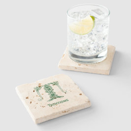 16e eeuw Celtic Knot Decorative Capital T Stenen Onderzetter