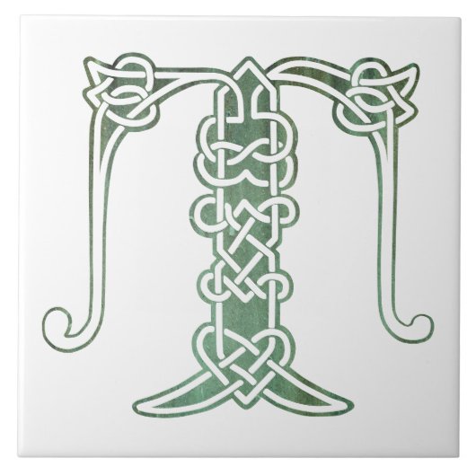 16e eeuw Celtic Knot Decorative Capital T Tegeltje (Voorkant)