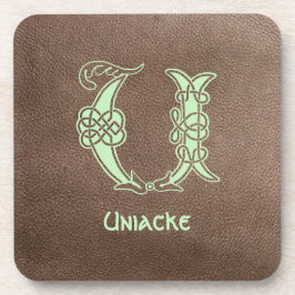 16e eeuw Celtic Knot Decorative Capital U Bier Onderzetter