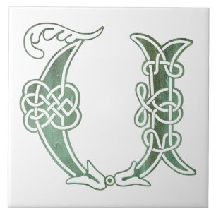 16e eeuw Celtic Knot Decorative Capital U Cera Tegeltje