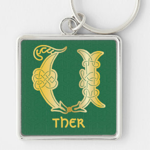 16e eeuw Celtic Knot Decorative Capital U Sleutelhanger