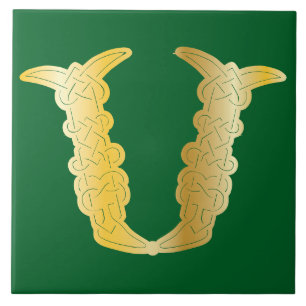 16e eeuw Celtic Knot Decorative Capital V Tegeltje