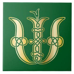 16e eeuw Celtic Knot Decorative Capital W Tegeltje