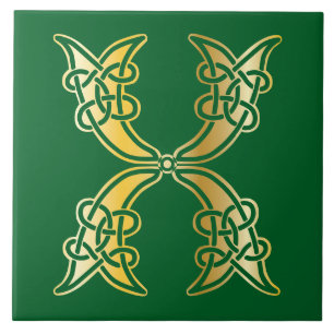 16e eeuw Celtic Knot Decorative Capital X Tegeltje