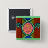 16e eeuw gevonden gezicht vierkante button 5,1 cm (Voorkant /achterkant)