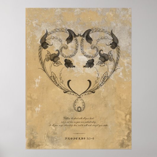 16E EEUW HART W/ SCRIPTURE POSTER (Voorkant)