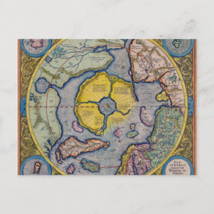 16e eeuw Mercator North Pole Map Briefkaart