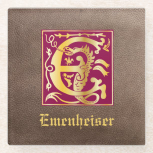 16e eeuw Mythische creaties Decoratief Kapitaal E Glazen Onderzetter