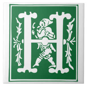 16e eeuw Mythische creaties Decoratief Kapitaal H Tegeltje