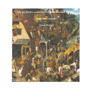 16e eeuw Nederlands kunst en beroemd spreekwoord Notitieblok