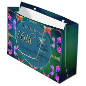 16e Huwelijkswas, Statice Bloem Gift Bag Groot Cadeauzakje (Voorkant Gekanteld)