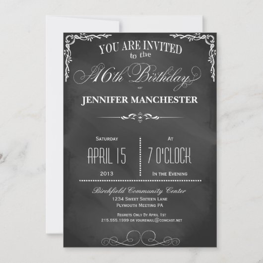 16e Invitation à la fête d'anniversaire branchée (Devant)