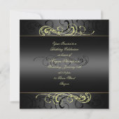 16e Invitation à l'anniversaire Gold & Black Swirl (Dos)