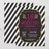 16e Invitation d'anniversaire. Parties scintillant (Devant / Derrière)