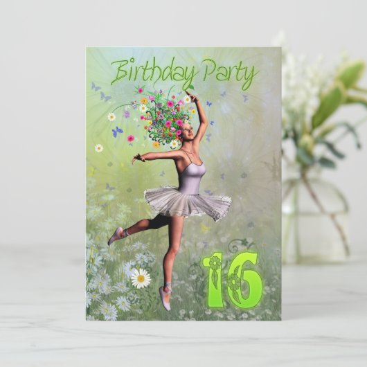 16e invitation de fête d'anniversaire (Debout devant)