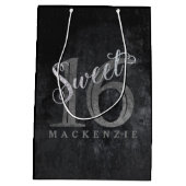 16e Koolsteengrijs | Zoete 16 Zilverglitter | Medium Cadeauzakje (Achterkant)