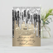 16e lips Kus Gold Silver Glitter-schijven Kaart (Staand voorkant)